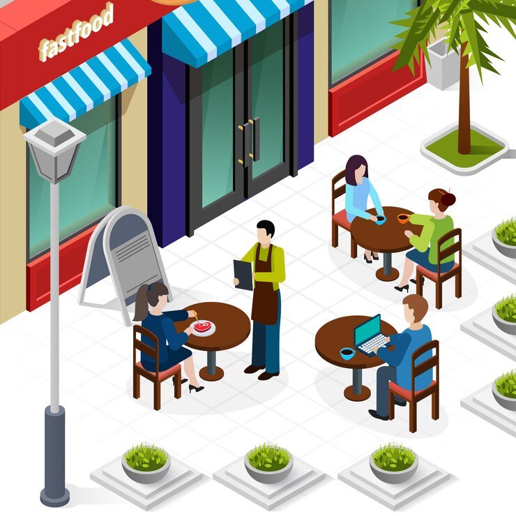 isometric business lunch people composition 1284 24394