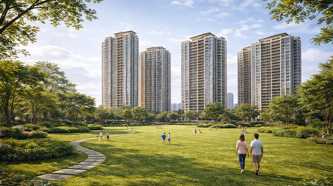 Modern thoughtfully planned buildings with green views